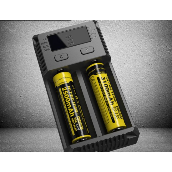 Nitcore new i2 Dual Intelligent Multifunction Ecig 18650 Battery Charger With Dual Slot  (free shipping)