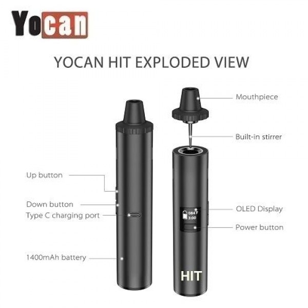 Original Yocan HIT Dry Herb Herbal Vaporizers Pen Kits 1400mAh free shipping