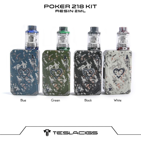 Original Teslacigs Poker 218 TC Kit with 218W Poker Box Mod and 2ML / 6ML Resin Tank free shipping