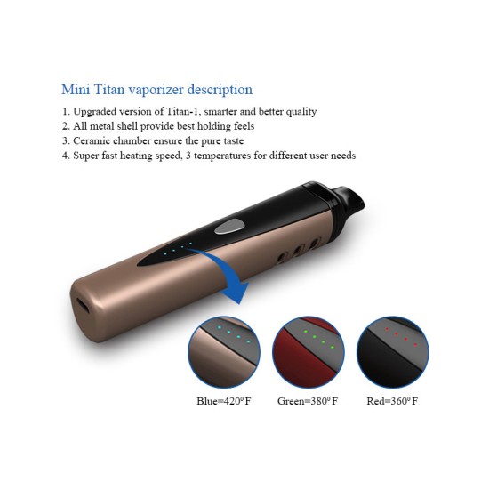 Original MT Mini Titan Dry Herb Vaporizer 1300mah (free shipping)