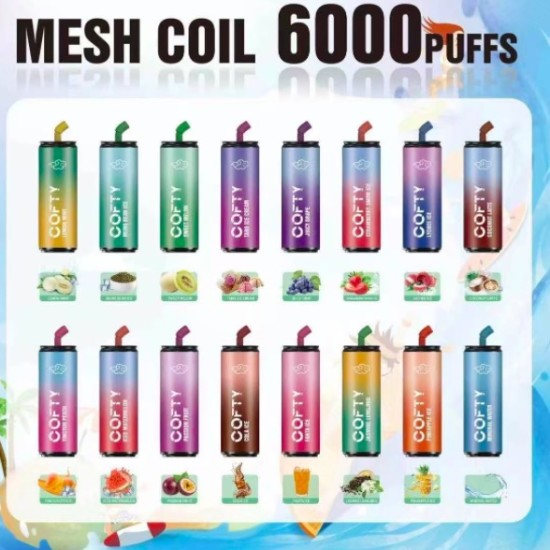 Original Cofty Cola Tin Rechargeable Disposable Vapes 650mAh 6000puffs (free shipping)