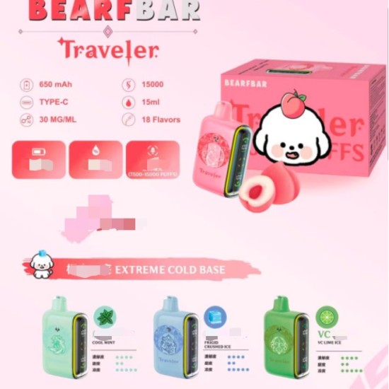 Bearfbar Traveler Rechargeable Disposable Vape Pen Device 13000 Puffs 650MAH (Free Shipping Worldwide)