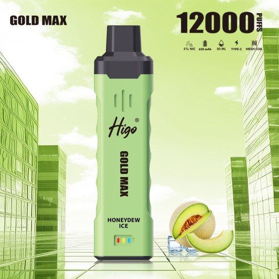 Original Higo Gold Max Rechargeable Disposable Vape Pen Device 650mAh 12000puffs (Free Shipping)