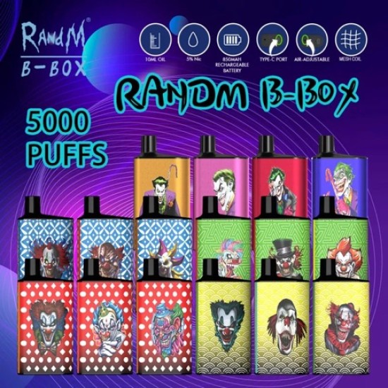 Original RANDM B Box Rechargeable Disposable Vape Pen Device With Joker Style 5000 Puffs 850mAh (free shipping)