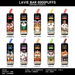 Original Lavie Bar Cola Rechargeable Disposable Vape Pen Device 6000 Puffs 600mah (free shipping)