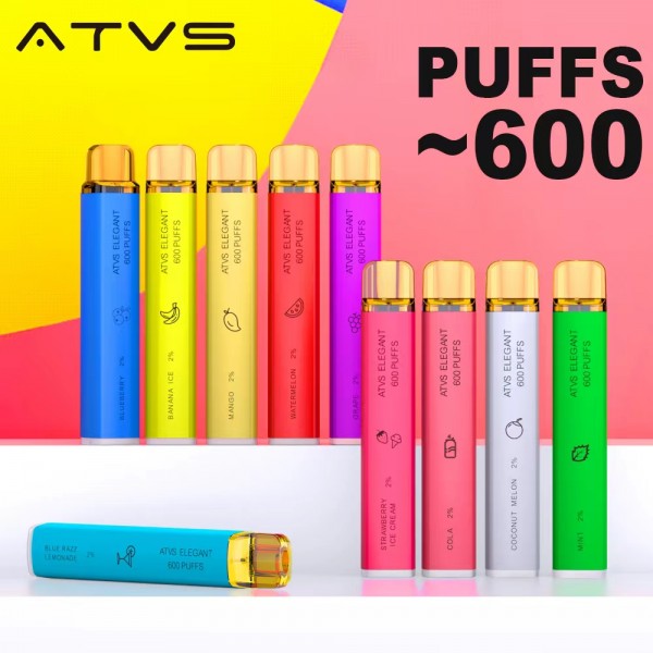 Original ATVS Elegant Disposable Vape Pen Device 600 Puffs 400 mah with Square Transparent Mouthpiece (free shipping)