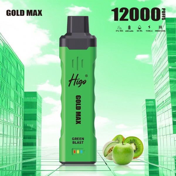 Original Higo Gold Max Rechargeable Disposable Vape Pen Device 650mAh 12000puffs (Free Shipping)