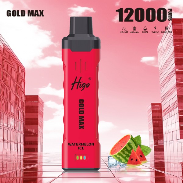 Original Higo Gold Max Rechargeable Disposable Vape Pen Device 650mAh 12000puffs (Free Shipping)