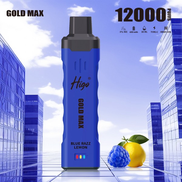 Original Higo Gold Max Rechargeable Disposable Vape Pen Device 650mAh 12000puffs (Free Shipping)