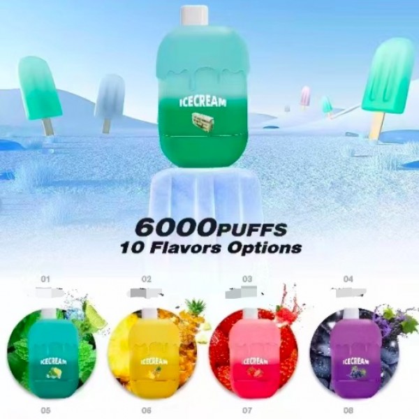 Original Icecream Rechargeable Disposable Vape Pen Device 6000 Puffs 550mah (free shipping)