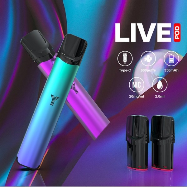 Original Yuoto Live Rechargeable Disposable Vape Pen Device 350mAh 600puffs with A Box of Disposable Vape Pod Cartridge 3pcs(free shipping)