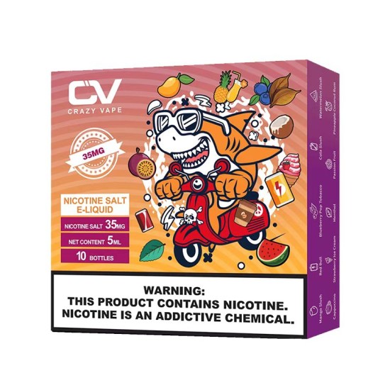 Original Crazy Vape Full Flavor Nicotine Salt Vape E-Juice Set ( Limited Edition) 5ml 35mg 10 Bottles (free shipping)