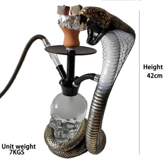 Arabian Cobra Snake Shisha Hookah with LED Lamp Skeleton Head Pot Smoking Party Set for Water Smoking (Free Shipping Worldwide)