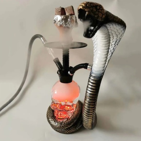 Arabian Cobra Snake Shisha Hookah with LED Lamp Skeleton Head Pot Smoking Party Set for Water Smoking (Free Shipping Worldwide)