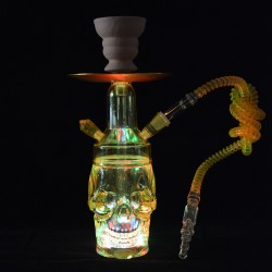 1 Hose Hookah Shisha Set With Skull Style and Led Lighting free shipping