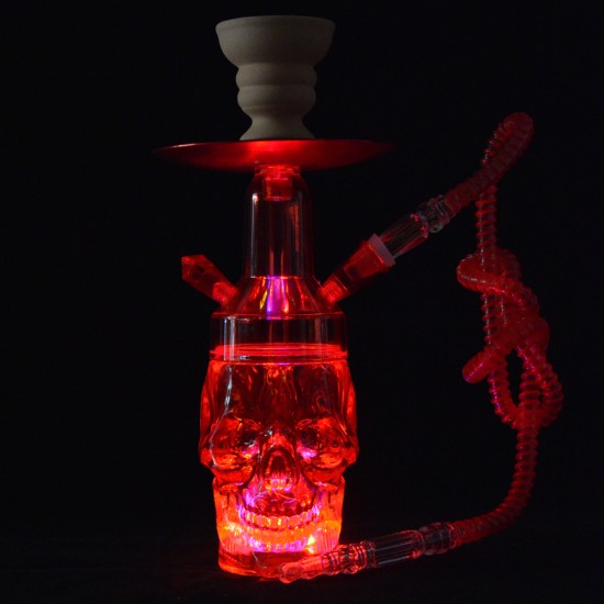 1 Hose Hookah Shisha Set With Skull Style and Led Lighting free shipping