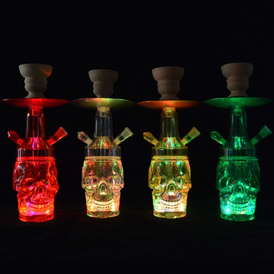 1 Hose Hookah Shisha Set With Skull Style and Led Lighting free shipping