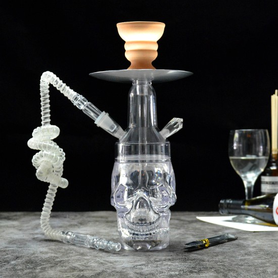 1 Hose Hookah Shisha Set With Skull Style and Led Lighting free shipping