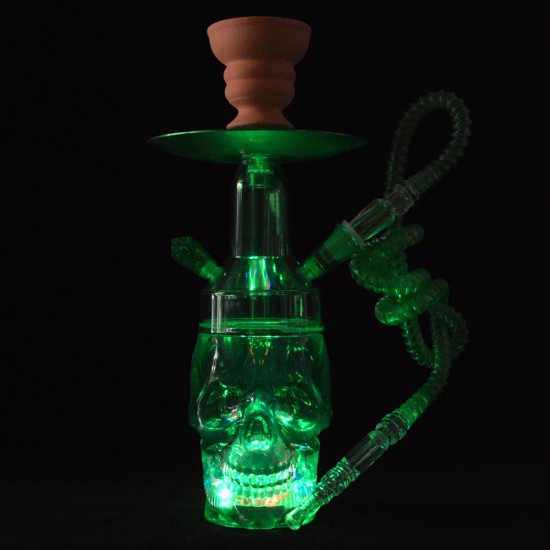 1 Hose Hookah Shisha Set With Skull Style and Led Lighting free shipping