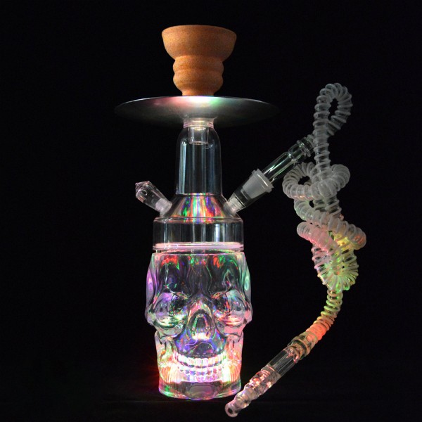 1 Hose Hookah Shisha Set With Skull Style and Led Lighting free shipping