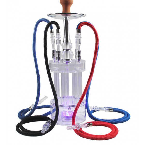 23" Premium 4 Hose Hookah Shisha Complete Set With LED Light fee shipping